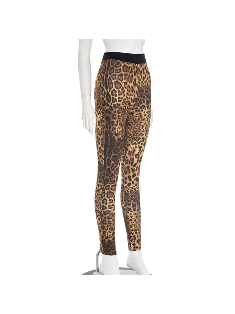 Hoochie Couture Leopard Pattern Bodycon Pants – Wild, Sleek & Curve-Hugging Glam