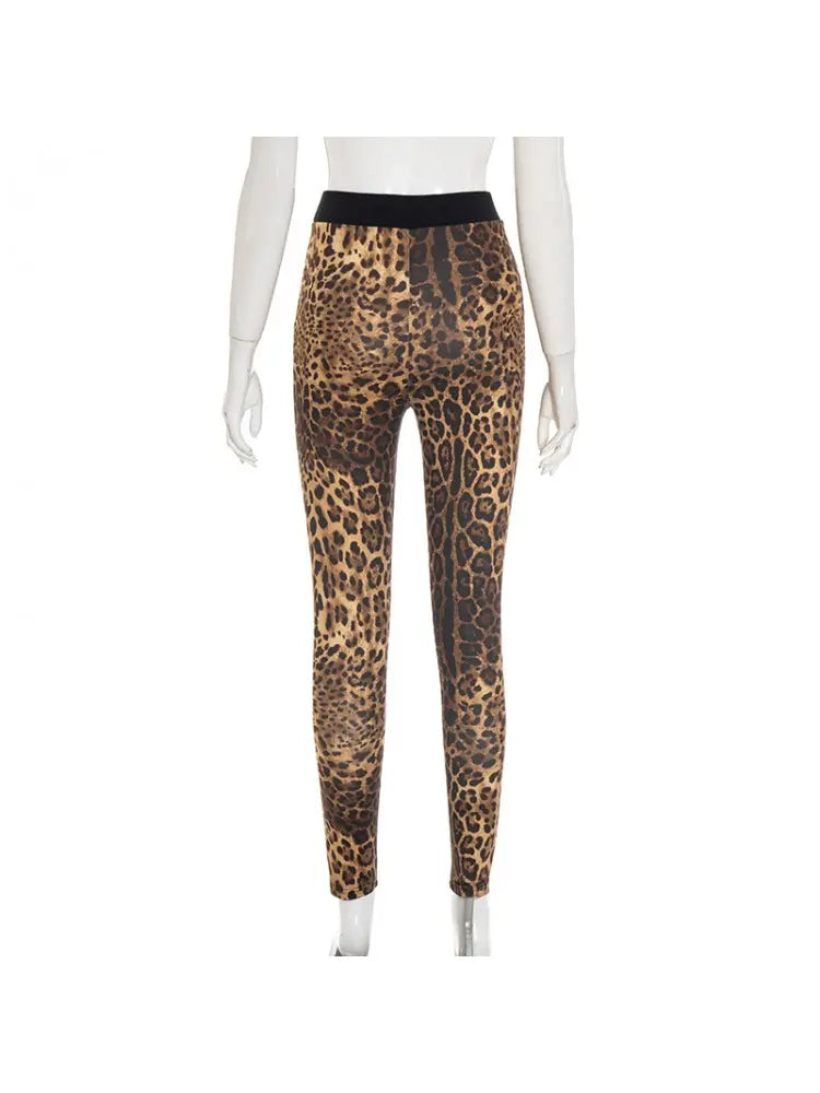 Hoochie Couture Leopard Pattern Bodycon Pants – Wild, Sleek & Curve-Hugging Glam