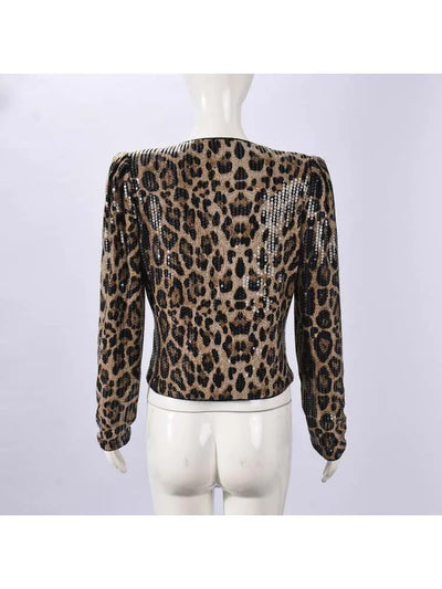 Hoochie Couture Leopard Sequin Cropped Blazer – Glam, Wild & Unapologetically Luxe