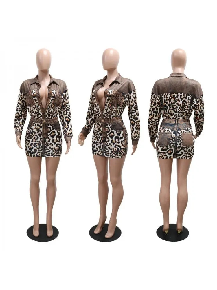 Hoochie Couture Patchwork Leopard Long Sleeve Skirt Set – Chic, Bold & Fiercely Feminine