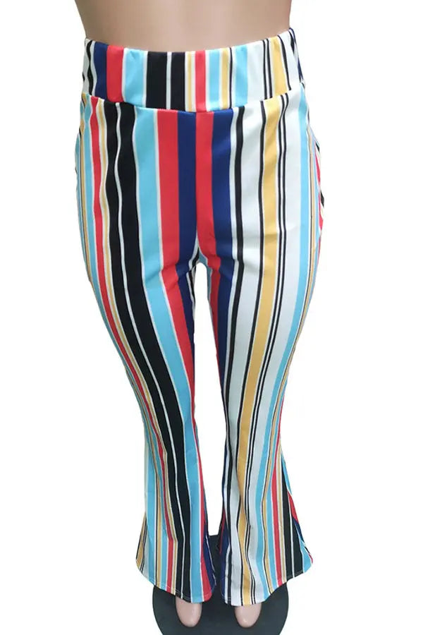 Hoochie Couture “Fly High” Striped Lounge Pants – Elastic Waist Loose Fit Bottoms in Multiple Colors Hoochie Couture Boutique