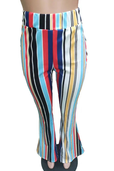 Hoochie Couture “Fly High” Striped Lounge Pants – Elastic Waist Loose Fit Bottoms in Multiple Colors Hoochie Couture Boutique