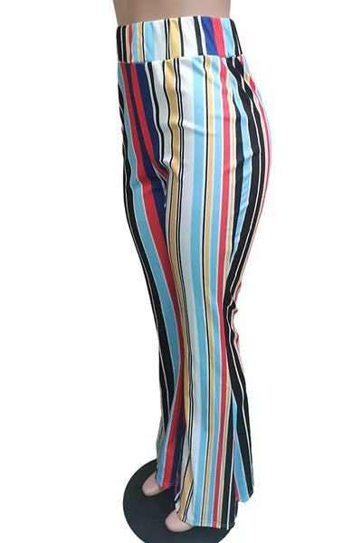 Hoochie Couture “Fly High” Striped Lounge Pants – Elastic Waist Loose Fit Bottoms in Multiple Colors Hoochie Couture Boutique