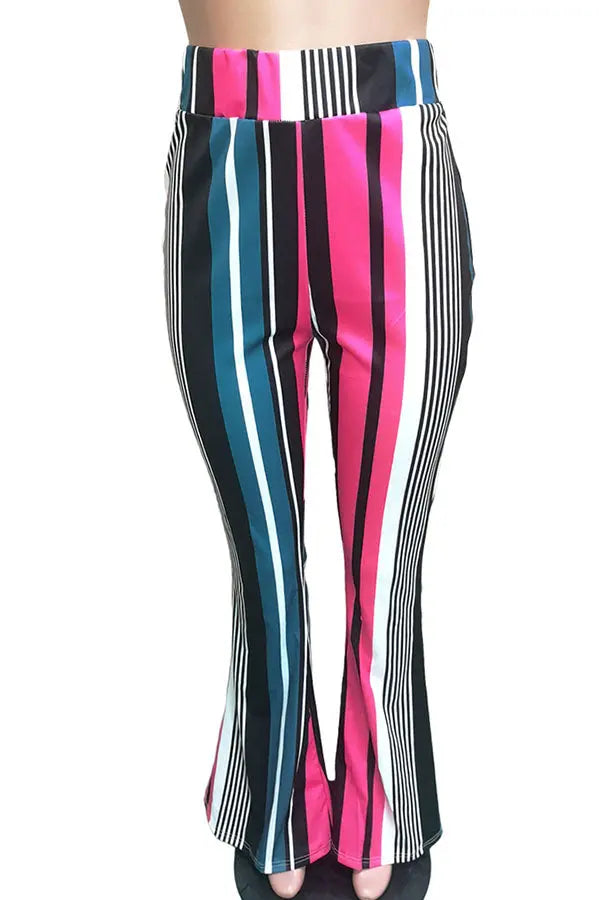 Hoochie Couture “Fly High” Striped Lounge Pants – Elastic Waist Loose Fit Bottoms in Multiple Colors Hoochie Couture Boutique