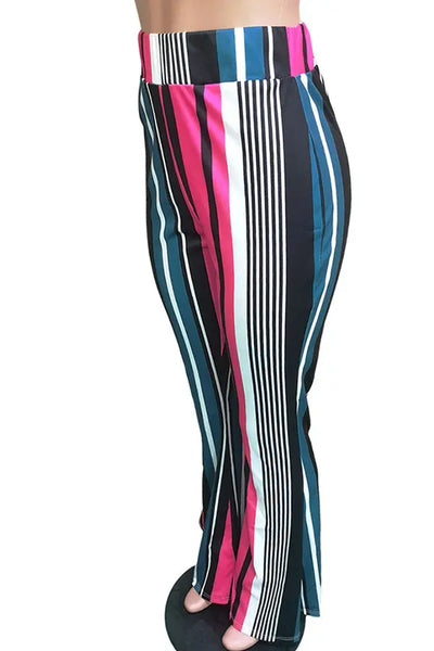 Hoochie Couture “Fly High” Striped Lounge Pants – Elastic Waist Loose Fit Bottoms in Multiple Colors Hoochie Couture Boutique