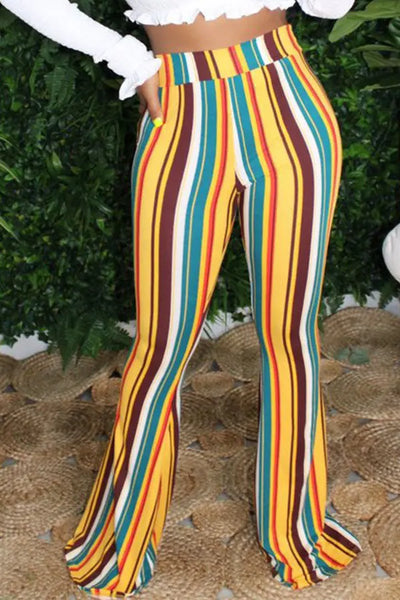 Hoochie Couture “Fly High” Striped Lounge Pants – Elastic Waist Loose Fit Bottoms in Multiple Colors Hoochie Couture Boutique