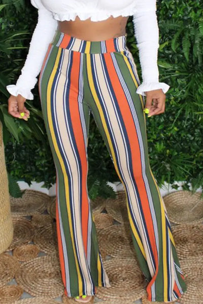 Hoochie Couture “Fly High” Striped Lounge Pants – Elastic Waist Loose Fit Bottoms in Multiple Colors Hoochie Couture Boutique