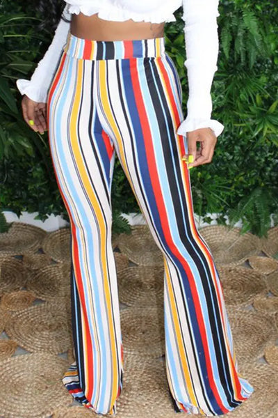 Hoochie Couture “Fly High” Striped Lounge Pants – Elastic Waist Loose Fit Bottoms in Multiple Colors Hoochie Couture Boutique