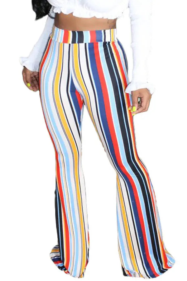Hoochie Couture “Fly High” Striped Lounge Pants – Elastic Waist Loose Fit Bottoms in Multiple Colors Hoochie Couture Boutique