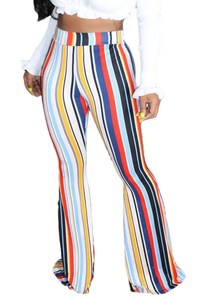 Hoochie Couture “Fly High” Striped Lounge Pants – Elastic Waist Loose Fit Bottoms in Multiple Colors Hoochie Couture Boutique