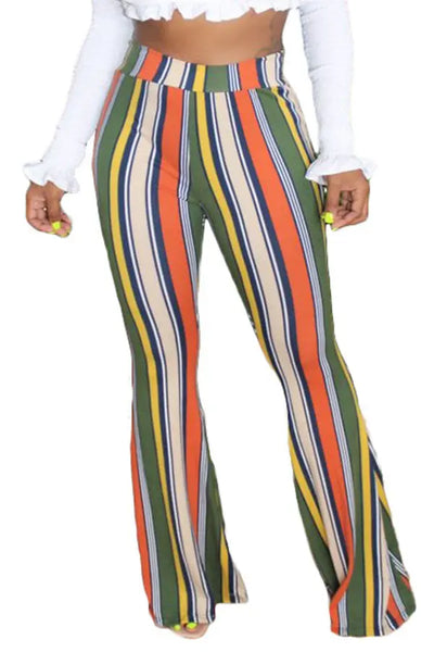 Hoochie Couture “Fly High” Striped Lounge Pants – Elastic Waist Loose Fit Bottoms in Multiple Colors Hoochie Couture Boutique