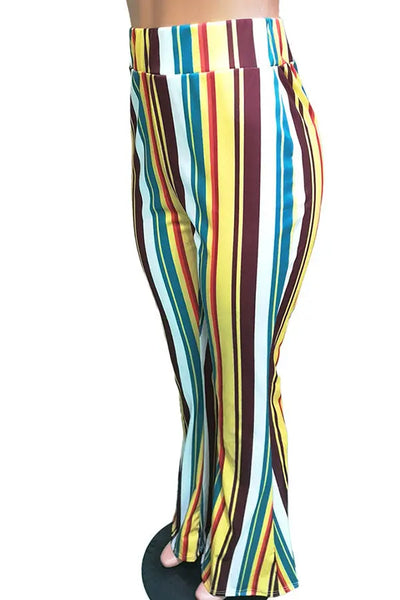 Hoochie Couture “Fly High” Striped Lounge Pants – Elastic Waist Loose Fit Bottoms in Multiple Colors Hoochie Couture Boutique