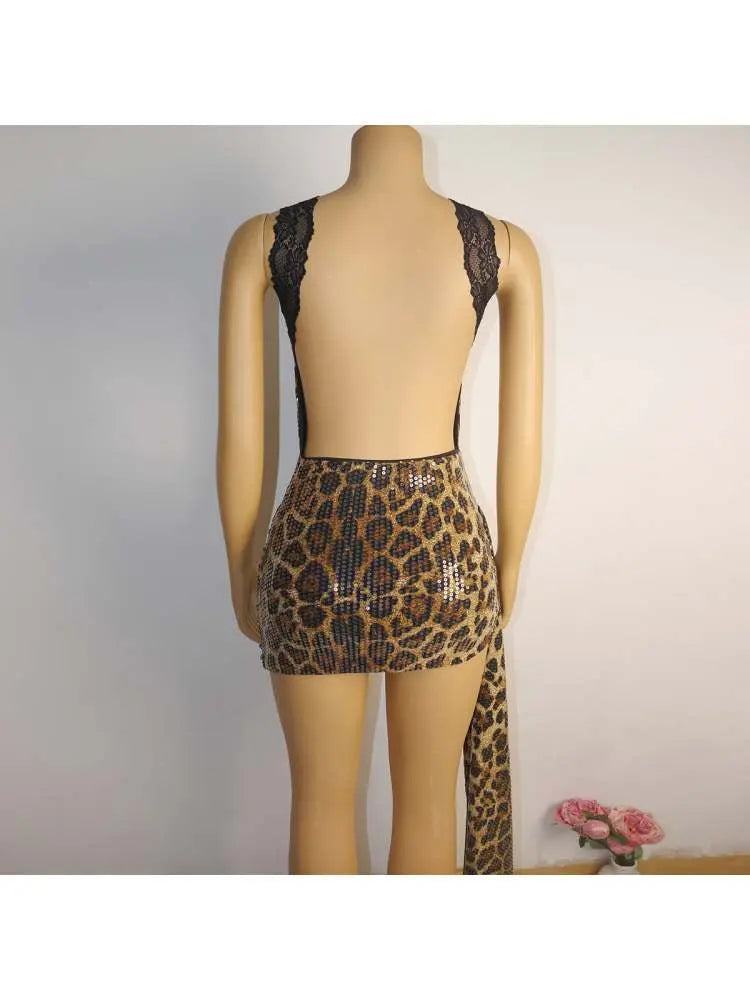 Hoochie Couture Leopard Print Sleeveless Bodycon Mini Dress – Wild, Chic & Unapologetically Sexy