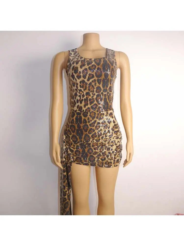 Hoochie Couture Leopard Print Sleeveless Bodycon Mini Dress – Wild, Chic & Unapologetically Sexy