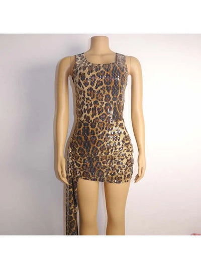 Hoochie Couture Leopard Print Sleeveless Bodycon Mini Dress – Wild, Chic & Unapologetically Sexy