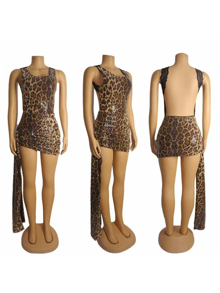 Hoochie Couture Leopard Print Sleeveless Bodycon Mini Dress – Wild, Chic & Unapologetically Sexy