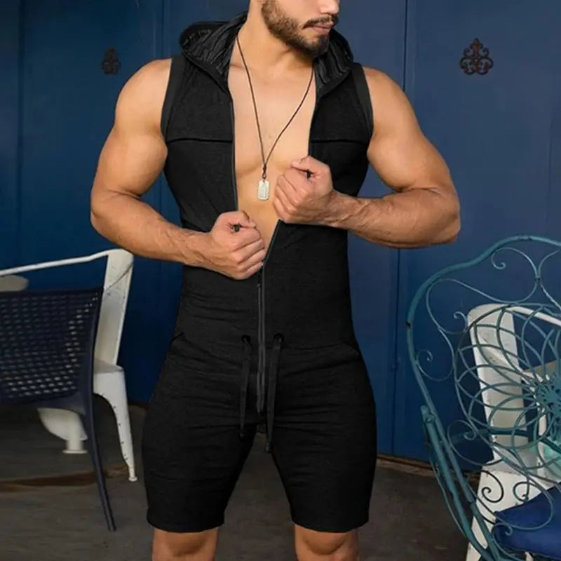 Hoochie Daddy Sleeveless Hooded Romper – The Ultimate Body-Hugging Flex My Store