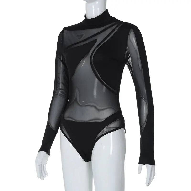 Hoochie Couture See-Through Turtleneck Bodysuit – Sleek, Sexy & Nightclub-Ready Hoochie Couture Boutique