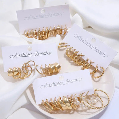 Hoochie Couture 24-Pair Gold Earring Set – Boho, Vintage & Everyday Chic Hoochie Couture Boutique