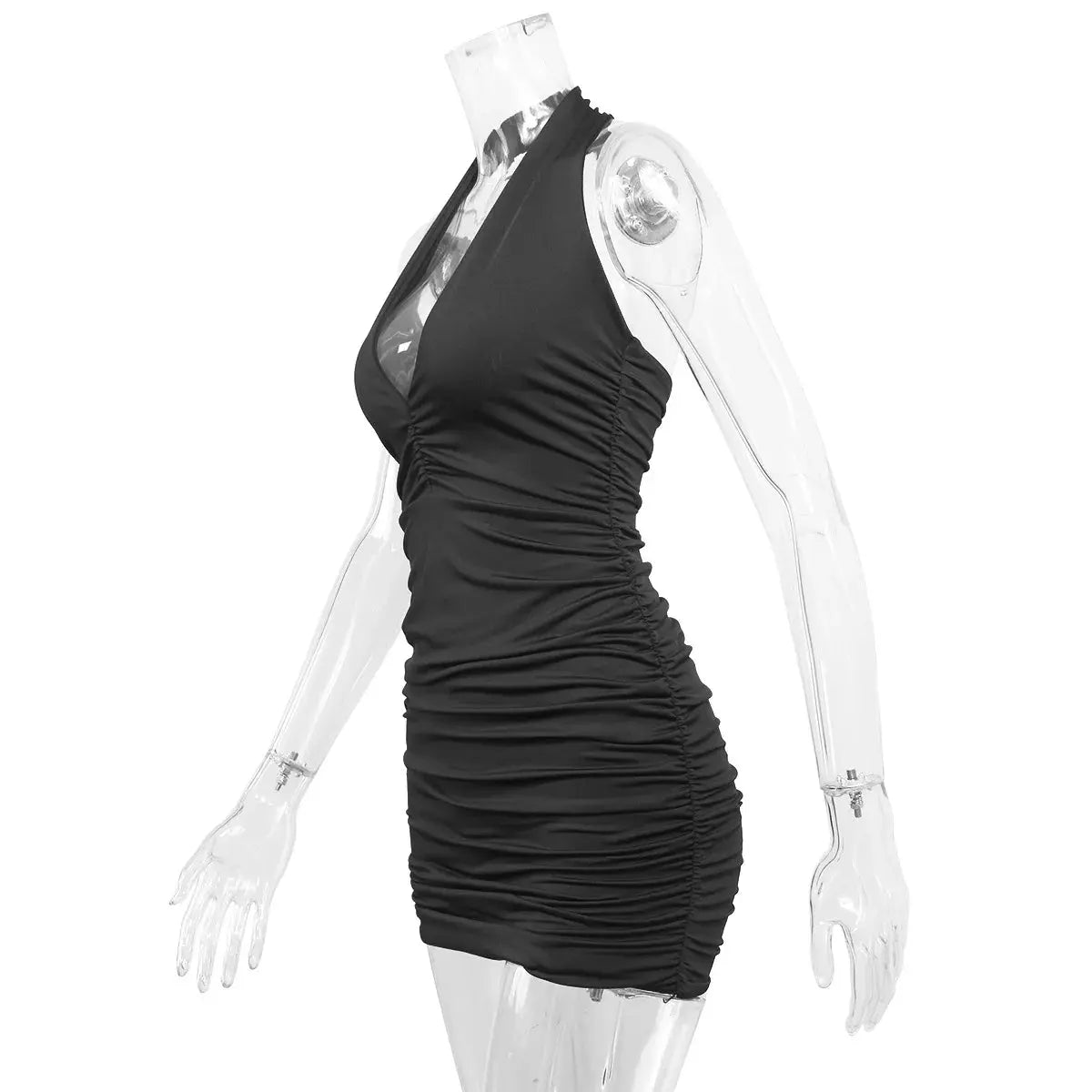 Hoochie Couture Deep-V Halter Mini Dress – Sleek, Sexy & Club-Ready Hoochie Couture Boutique