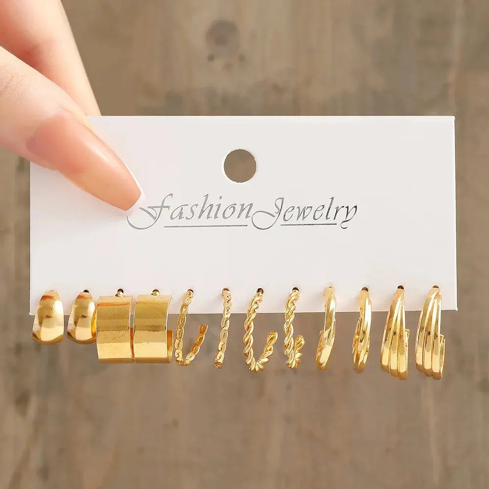 Hoochie Couture 24-Pair Gold Earring Set – Boho, Vintage & Everyday Chic Hoochie Couture Boutique