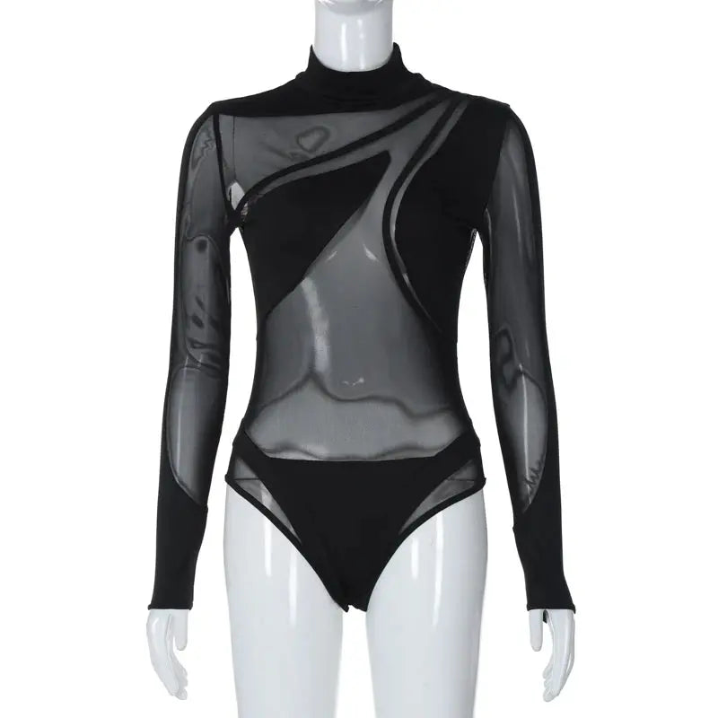 Hoochie Couture See-Through Turtleneck Bodysuit – Sleek, Sexy & Nightclub-Ready Hoochie Couture Boutique