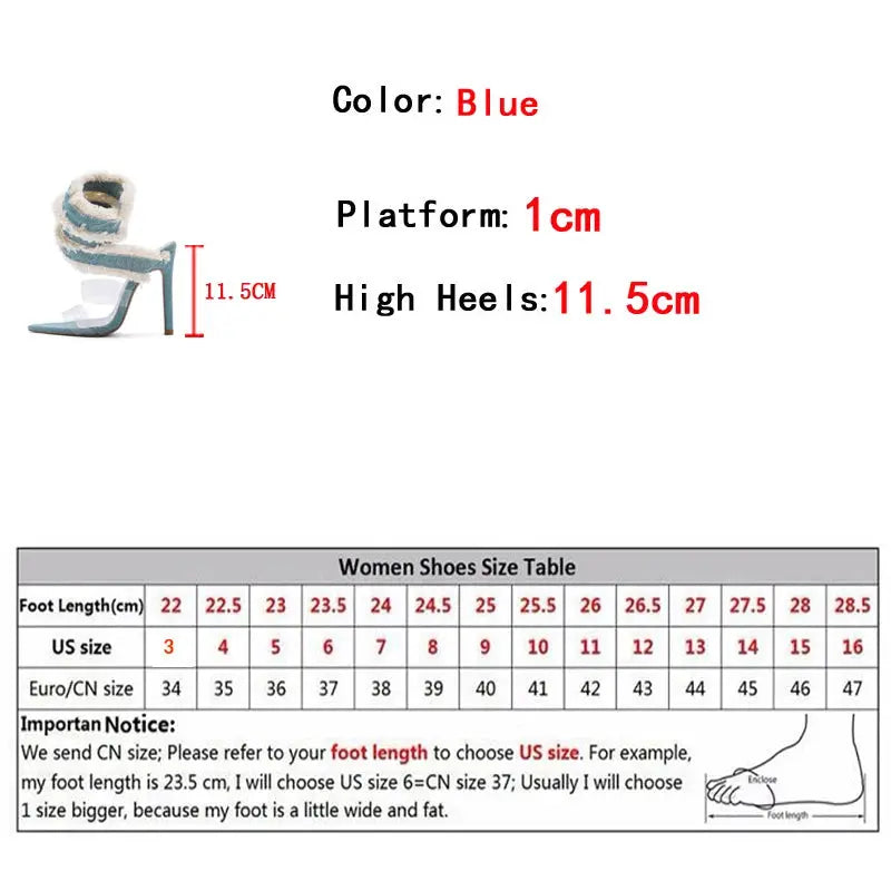 Hoochie Couture Denim Ankle Strap Sandal Pumps My Store