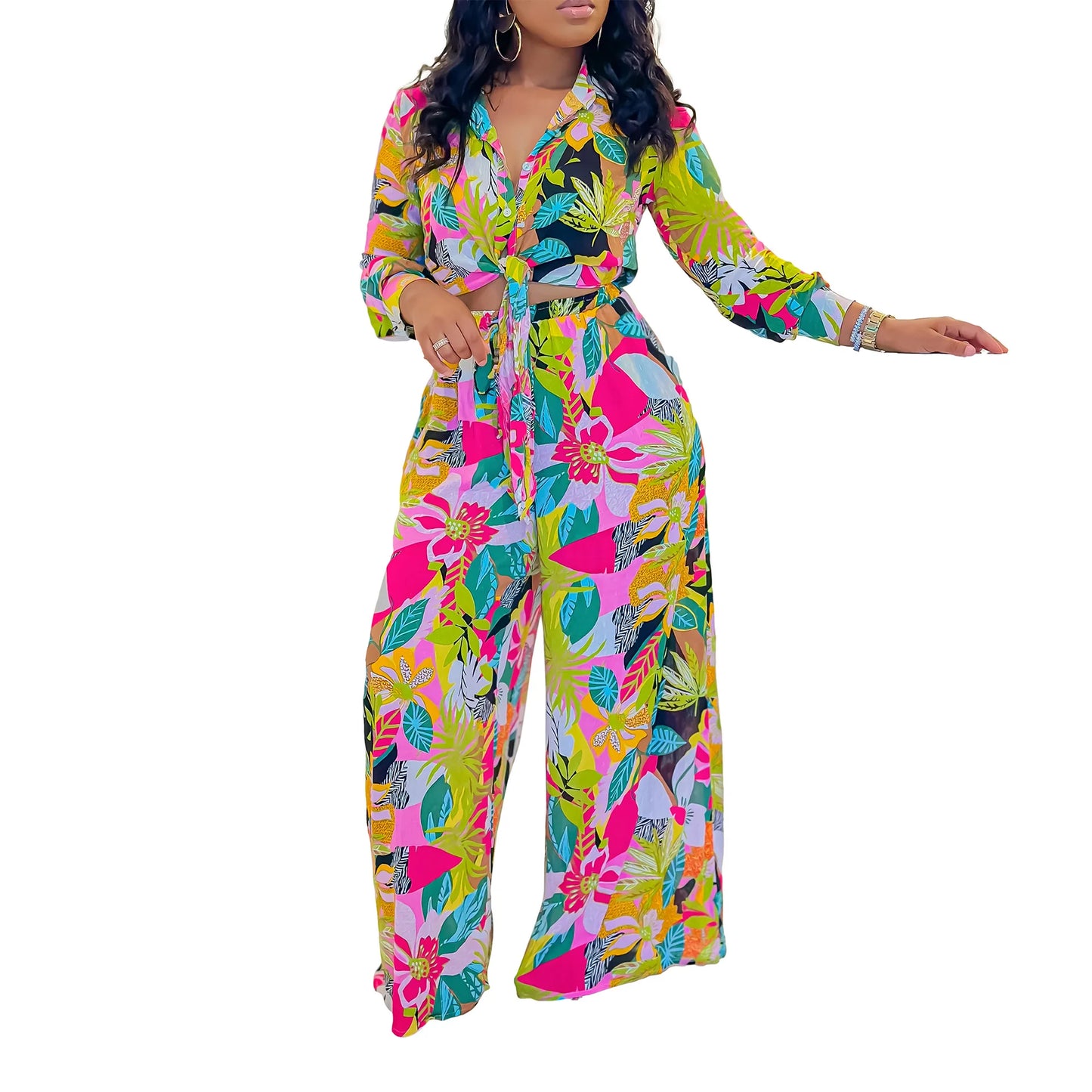 Hoochie Couture Printed Two-Piece Set – Bold, Chic & Effortlessly Stylish