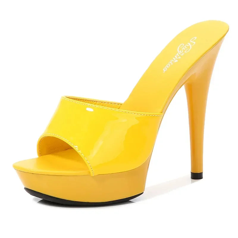 Hoochie Couture Patent Leather Mule Sandals – 13CM of Pure Confidence & Sexy Elegance