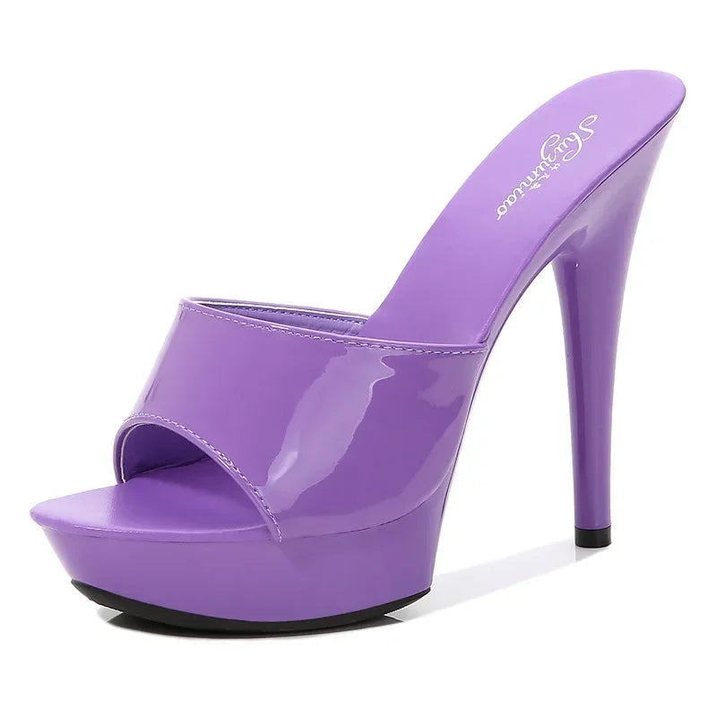 Hoochie Couture Patent Leather Mule Sandals – 13CM of Pure Confidence & Sexy Elegance