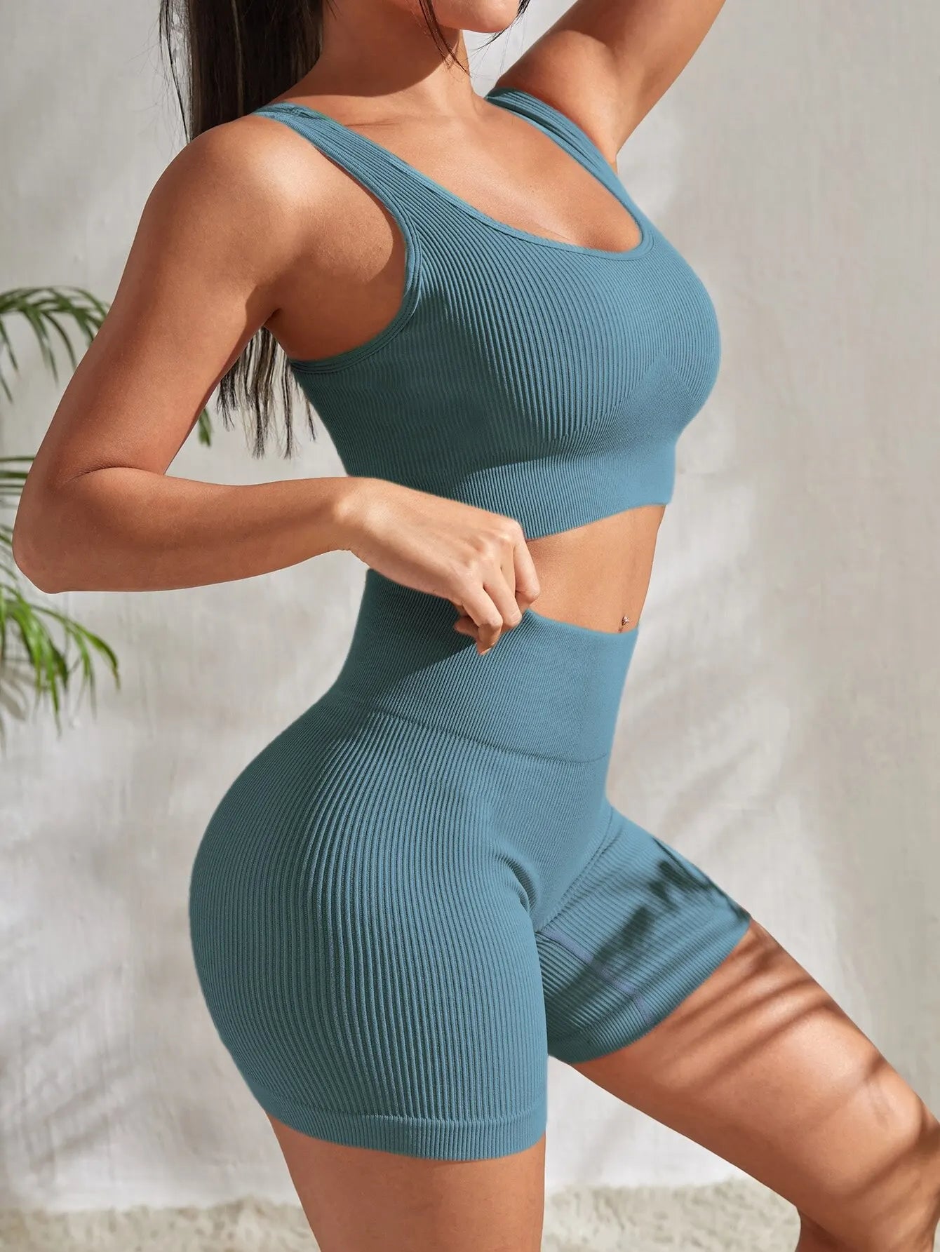 Hoochie Couture Seamless Ribbed Yoga Set – Sleek, Snatched & Sweat-Ready