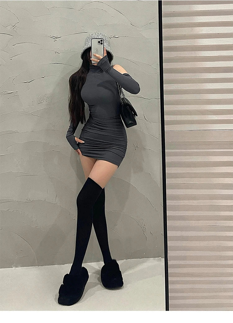 Hoochie Couture High Neck Bodycon Dress – Sleek, Sexy & Hip-Hugging