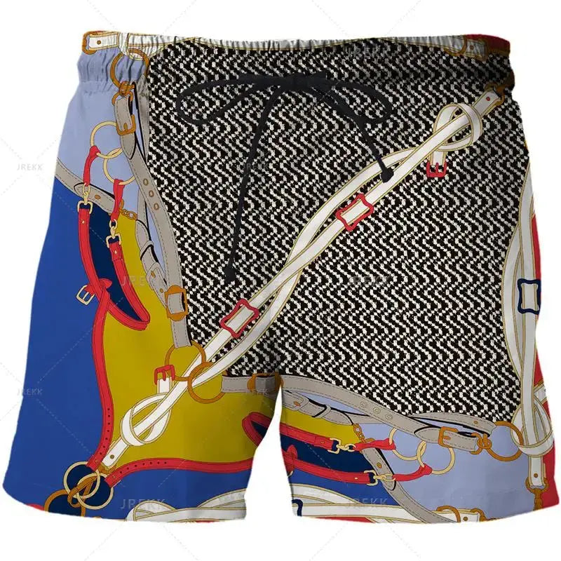 Hoochie Daddy Iron Chain 3D Printed Board Shorts – Luxury Drip for Bold Moves Hoochie Couture Boutique