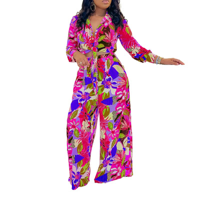Hoochie Couture Printed Two-Piece Set – stylish women’s matching outfit with bold all-over print, featuring a crop top and high-waisted shorts or pants, perfect for summer streetwear, vacation, or festival fashion.