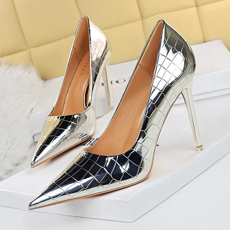 Hoochie Couture Patent Leather Stiletto Pumps – Classic Elegance with a Sexy Edge