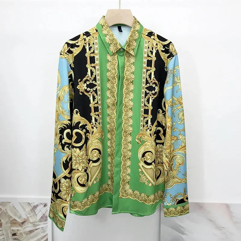 Hoochie Daddy 3D Baroque Long-Sleeve Shirt – Luxe Vibes for the Social King Hoochie Couture Boutique