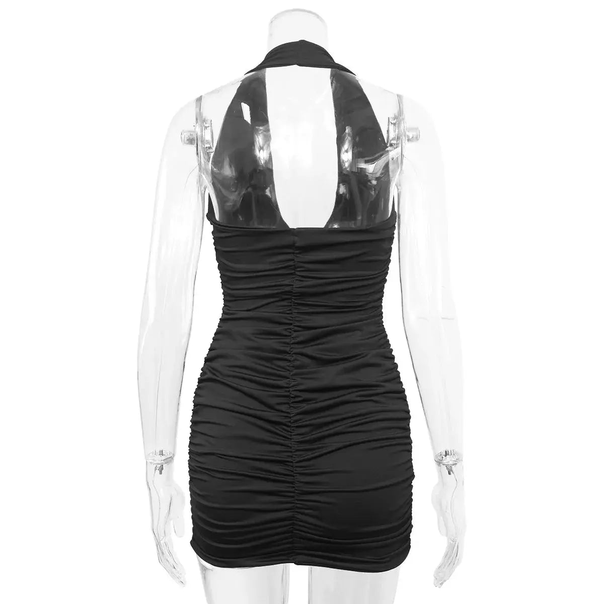 Hoochie Couture Deep-V Halter Mini Dress – Sleek, Sexy & Club-Ready Hoochie Couture Boutique