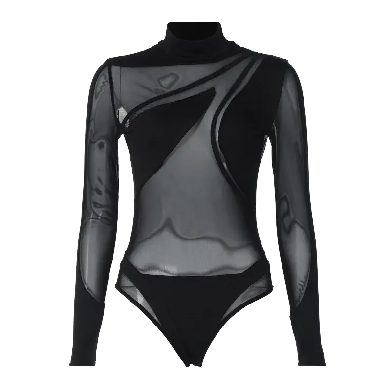 Hoochie Couture See-Through Turtleneck Bodysuit – Sleek, Sexy & Nightclub-Ready Hoochie Couture Boutique