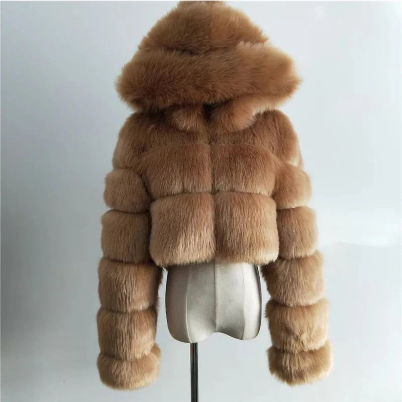 Hoochie Couture Faux Fur Cropped Jacket – Fluffy, Fierce & Winter-Ready