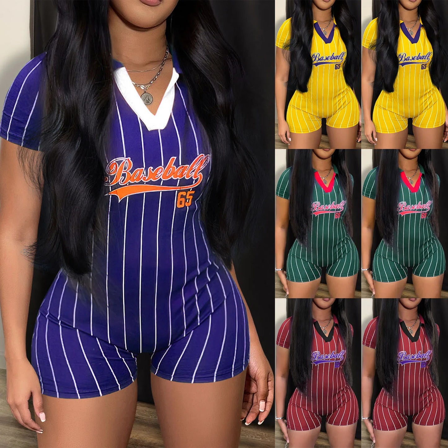 Hoochie Couture Baseball Letter Print Romper – Sporty, Sexy & Summer-Ready 🔥⚾