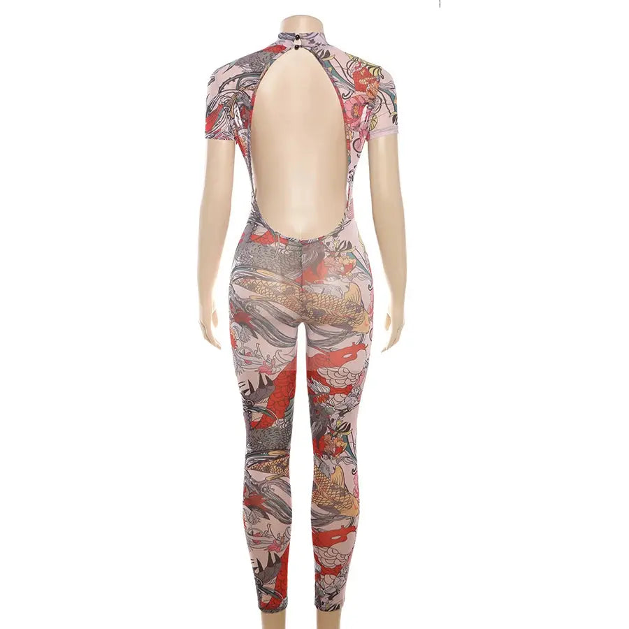 Hoochie Couture Dragon Queen See-Through Jumpsuit – Unleash Your Inner Power My Store