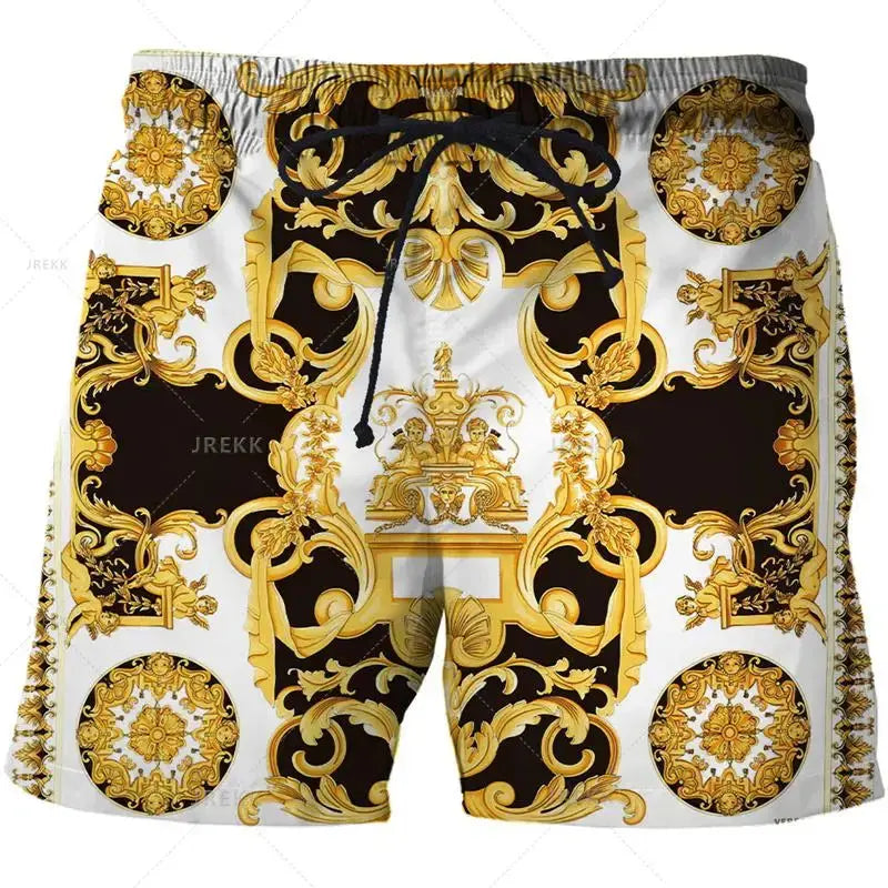 Hoochie Daddy Iron Chain 3D Printed Board Shorts – Luxury Drip for Bold Moves Hoochie Couture Boutique