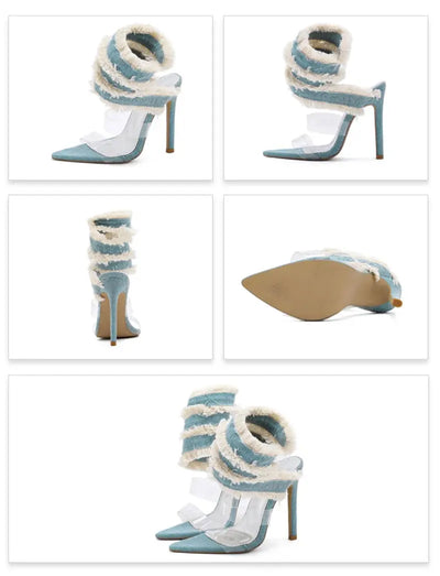 Hoochie Couture Denim Ankle Strap Sandal Pumps My Store