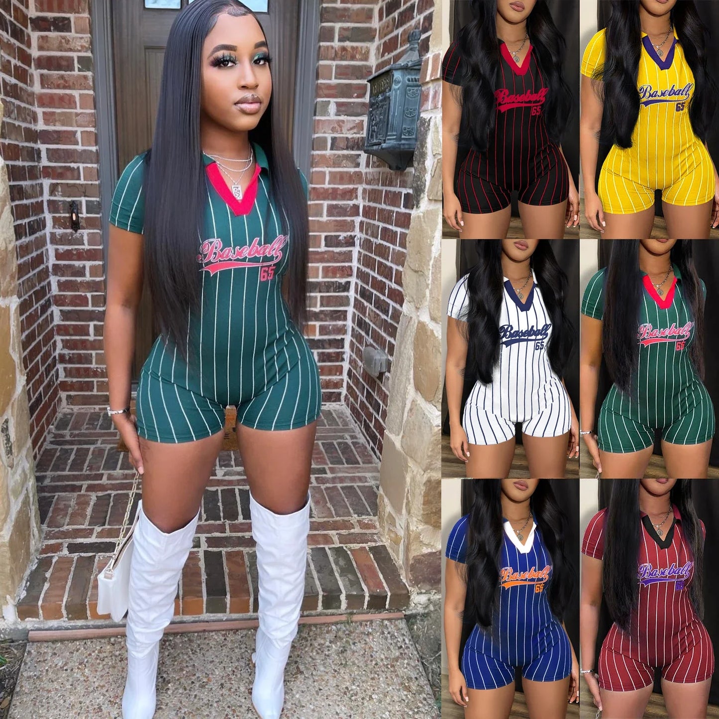 Hoochie Couture Baseball Letter Print Romper – Sporty, Sexy & Summer-Ready 🔥⚾