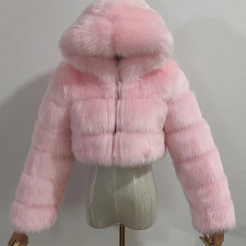 Hoochie Couture Faux Fur Cropped Jacket – Fluffy, Fierce & Winter-Ready