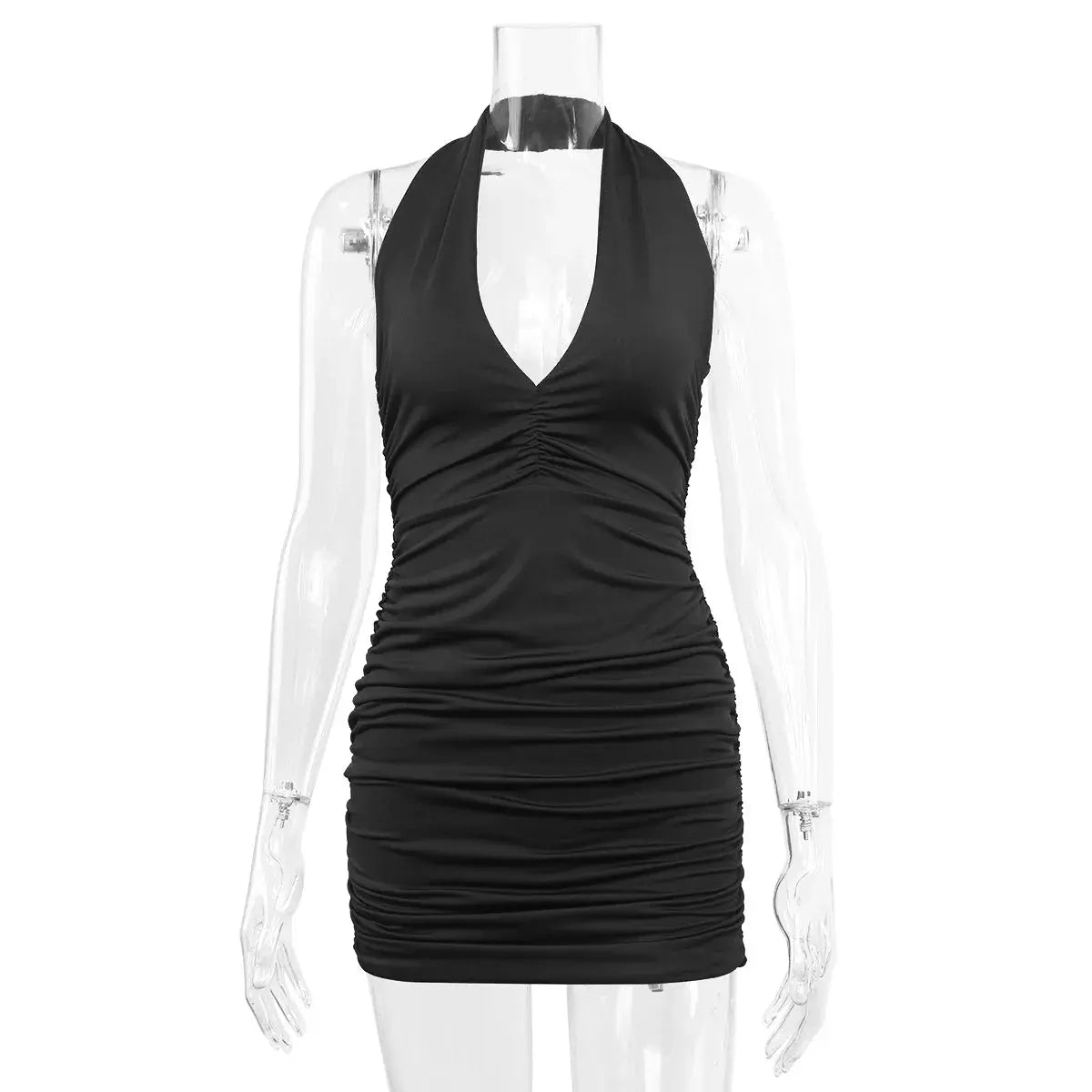 Hoochie Couture Deep-V Halter Mini Dress – Sleek, Sexy & Club-Ready Hoochie Couture Boutique