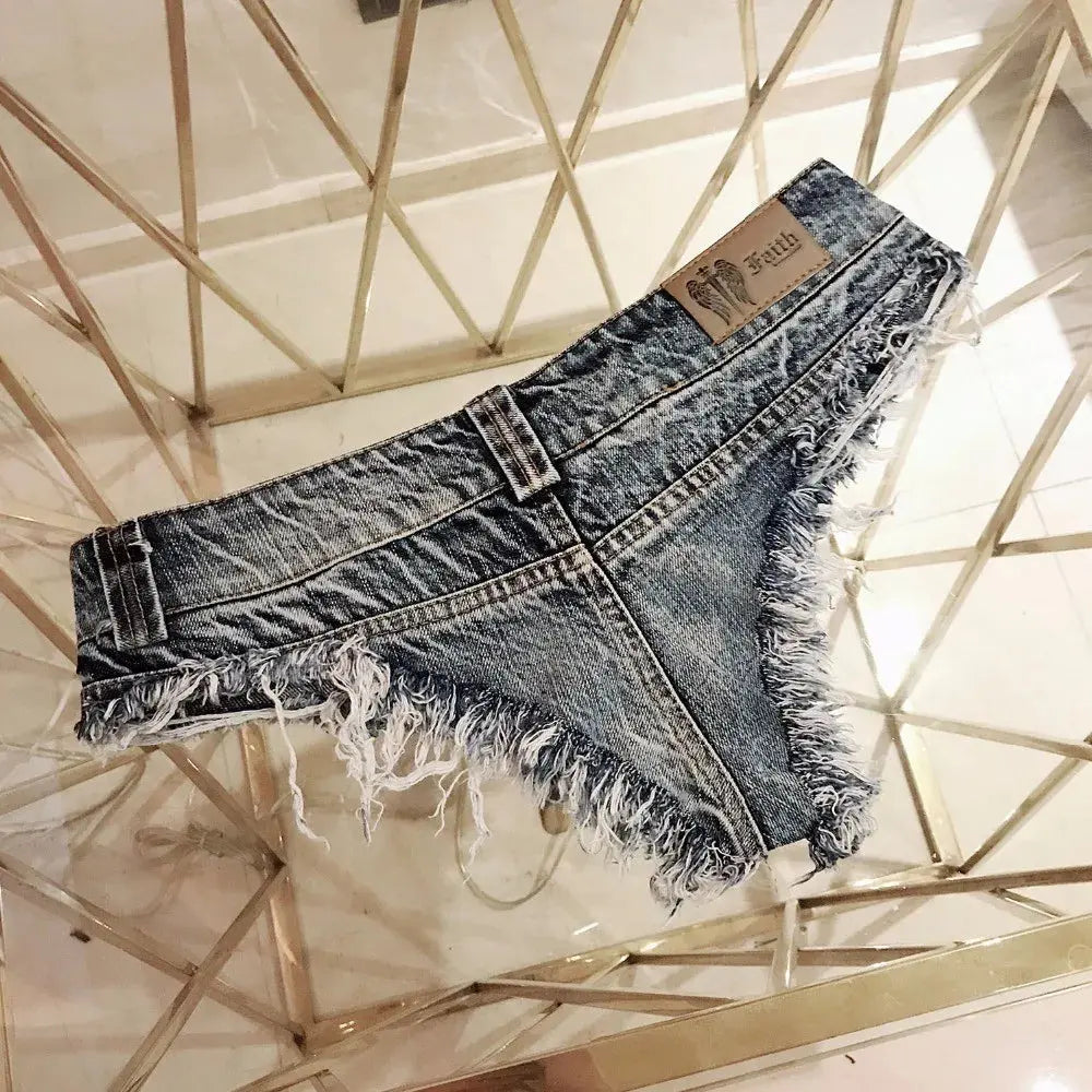 Hoochie Couture Low-Waist Tassel Denim Shorts – Sexy, Edgy & Summer-Ready Hoochie Couture Boutique