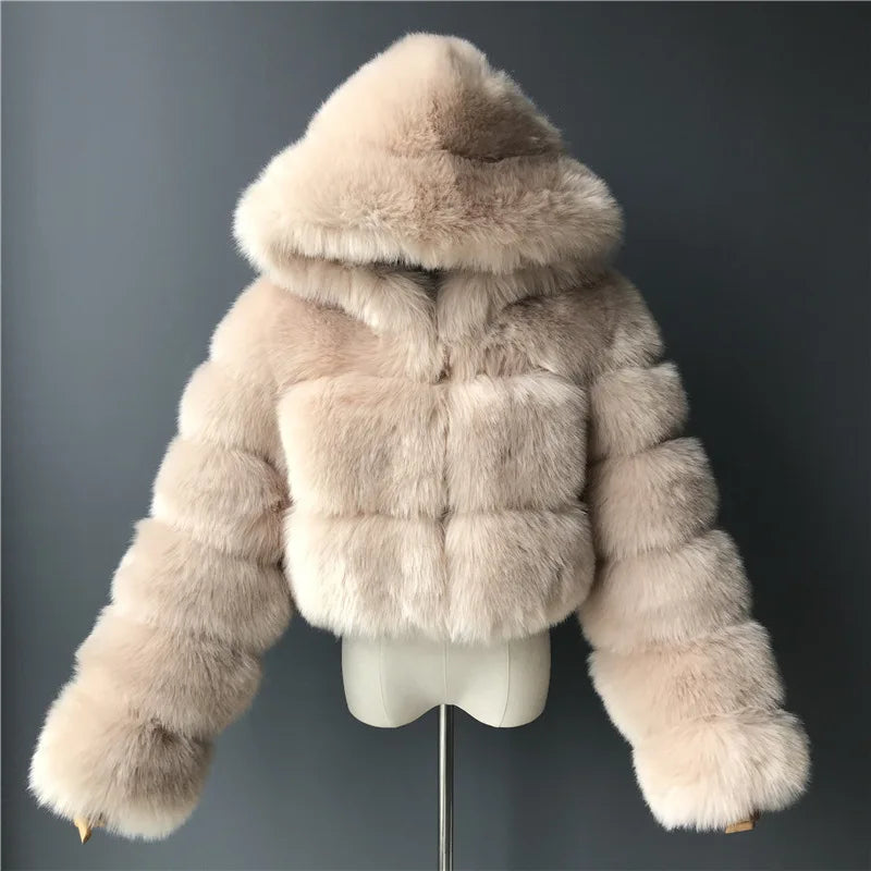 Hoochie Couture Faux Fur Cropped Jacket – Fluffy, Fierce & Winter-Ready