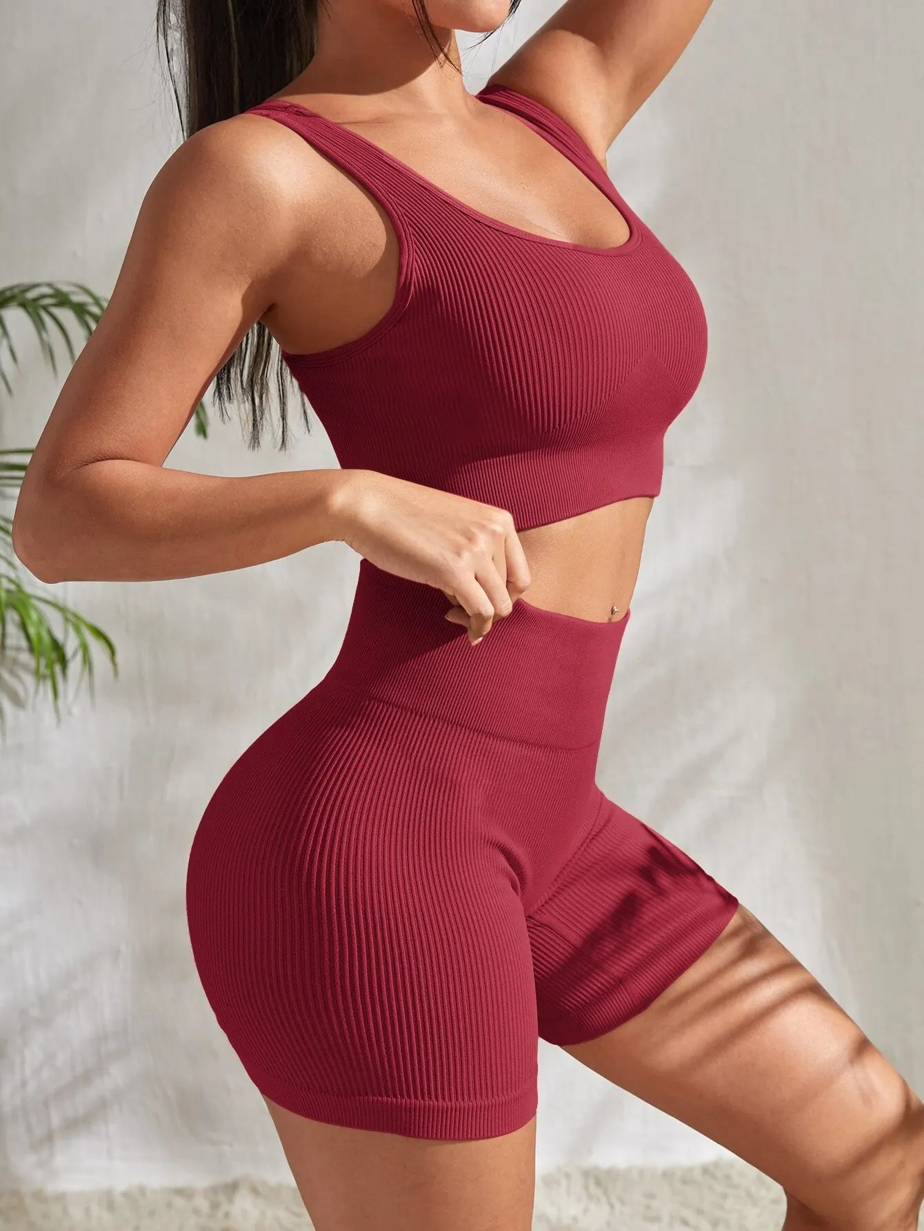 Hoochie Couture Seamless Ribbed Yoga Set – Sleek, Snatched & Sweat-Ready