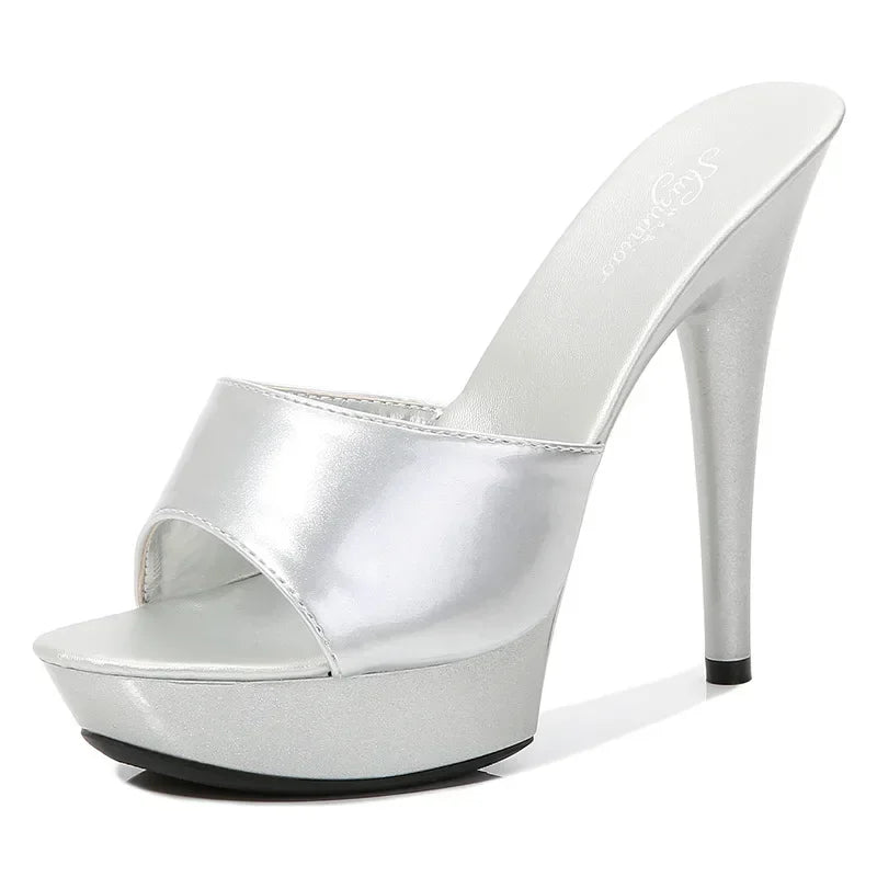 Hoochie Couture Patent Leather Mule Sandals – 13CM of Pure Confidence & Sexy Elegance